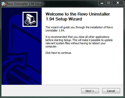 Revo Uninstaller Setup Screen